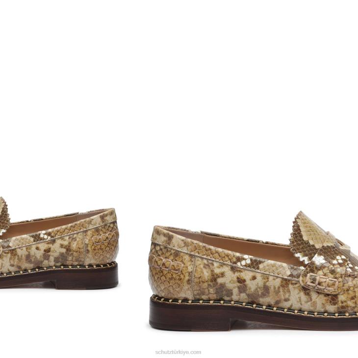 Schutz N42F578christie yılan kabartmalı deri düz gerçek bej