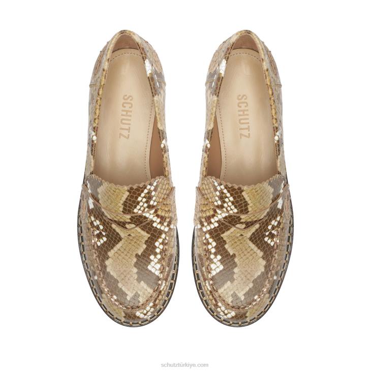 Schutz N42F578christie yılan kabartmalı deri düz gerçek bej