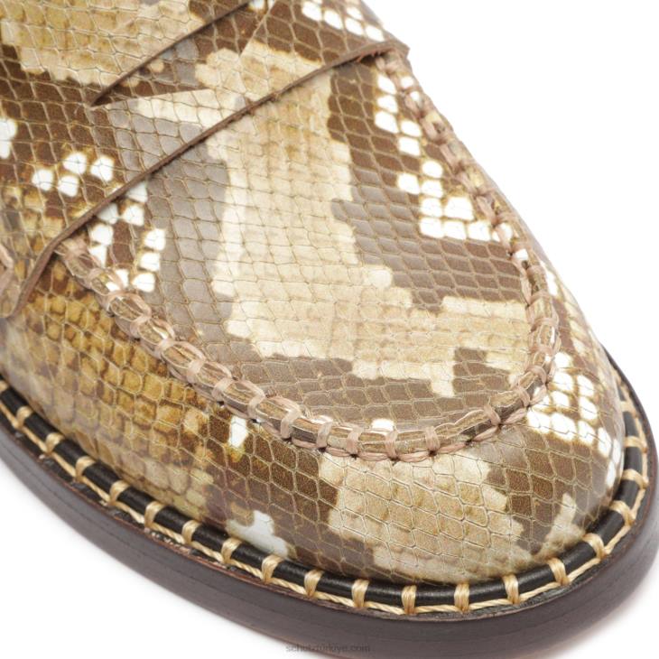 Schutz N42F578christie yılan kabartmalı deri düz gerçek bej