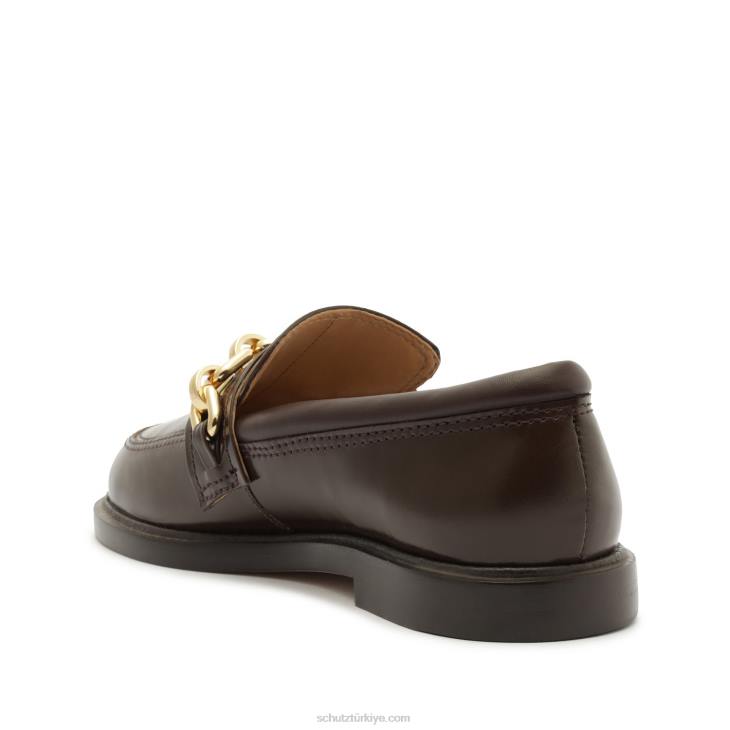 Schutz N42F580dannie deri düz bitter çikolata