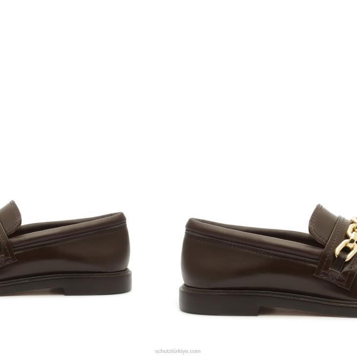 Schutz N42F580dannie deri düz bitter çikolata