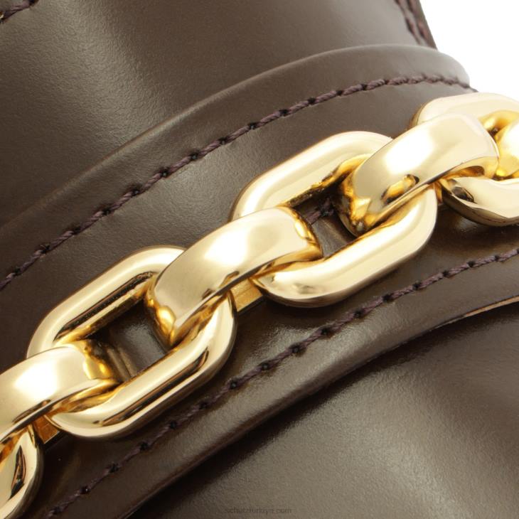 Schutz N42F580dannie deri düz bitter çikolata