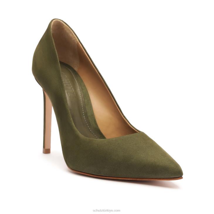 Schutz N42F438lou nubuk pompası askeri yeşil