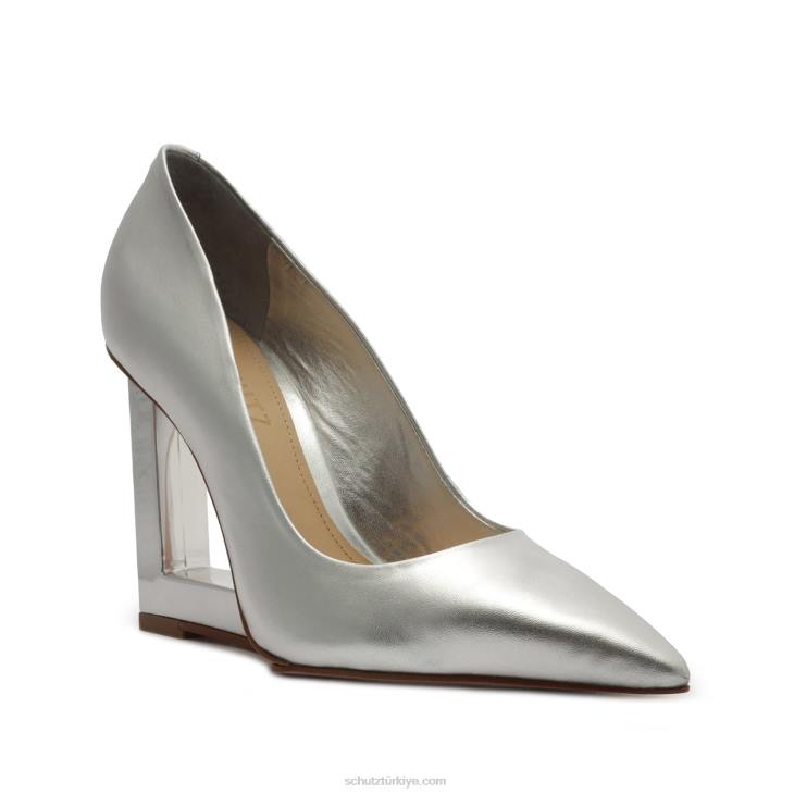 Schutz N42F697filipa gündelik metalik deri pompa gümüş