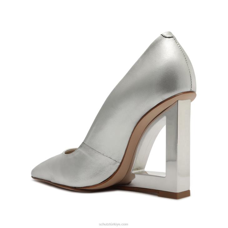 Schutz N42F697filipa gündelik metalik deri pompa gümüş
