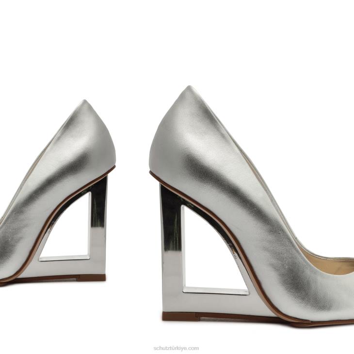 Schutz N42F697filipa gündelik metalik deri pompa gümüş