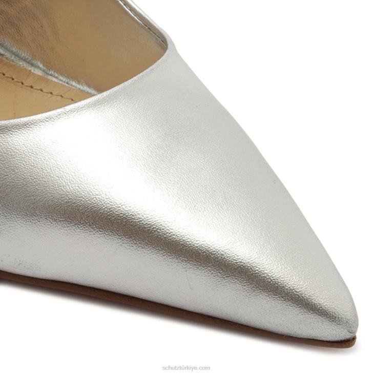Schutz N42F697filipa gündelik metalik deri pompa gümüş