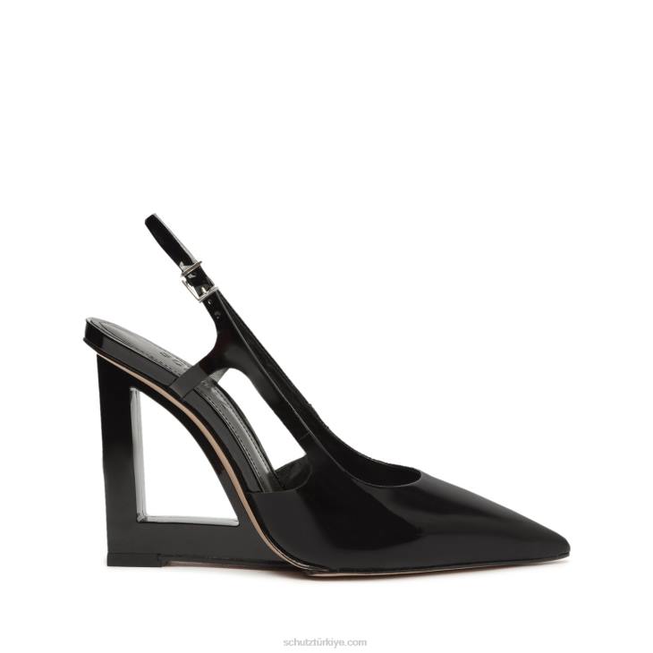 Schutz N42F699filipa günlük arkası açık bantlı rugan pompa siyah