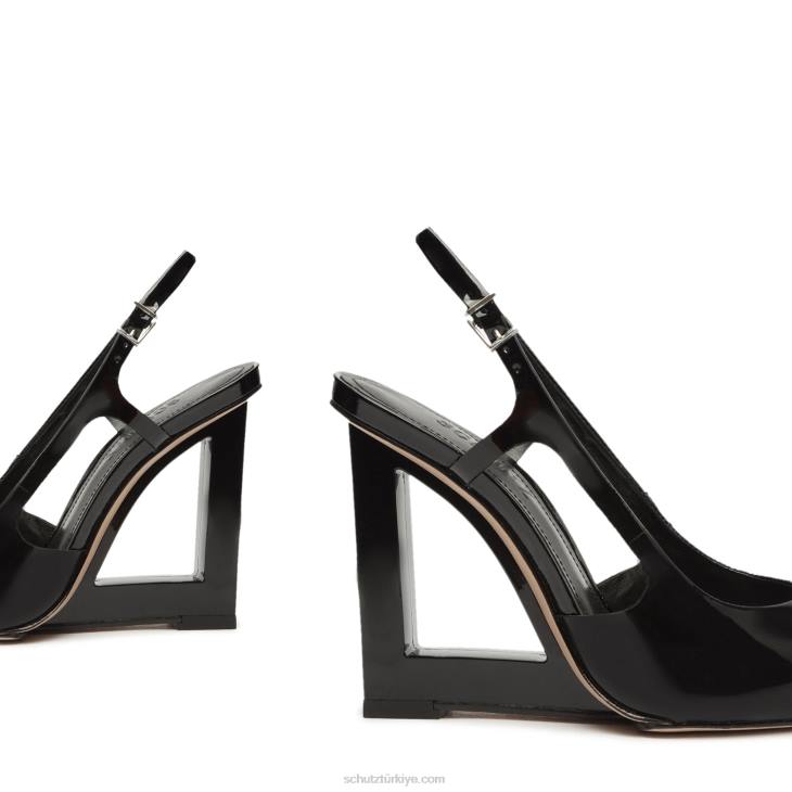 Schutz N42F699filipa günlük arkası açık bantlı rugan pompa siyah