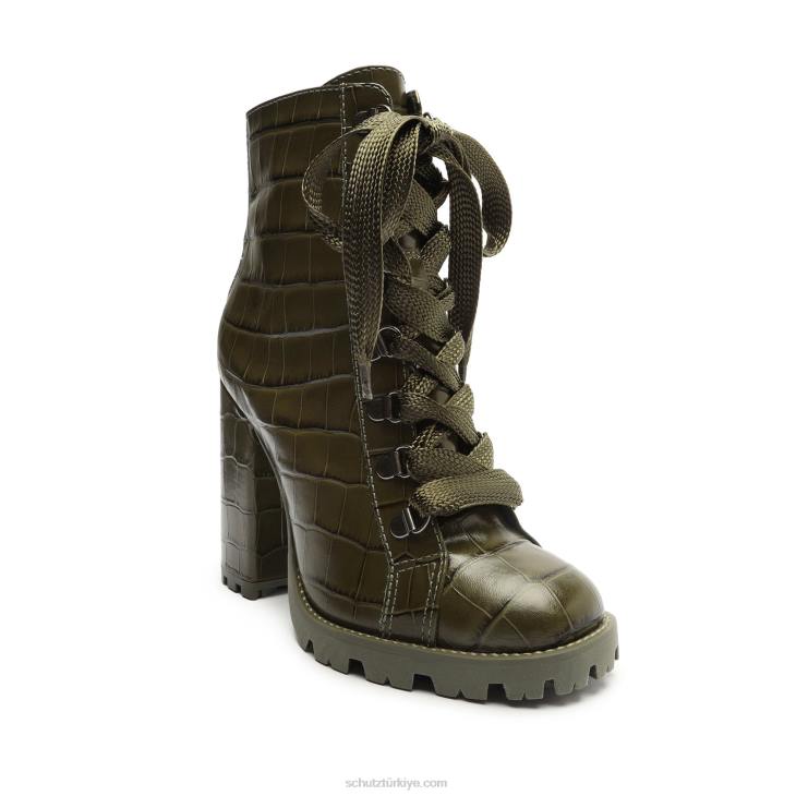 Schutz N42F150zhara timsah kabartmalı deri patik askeri yeşil