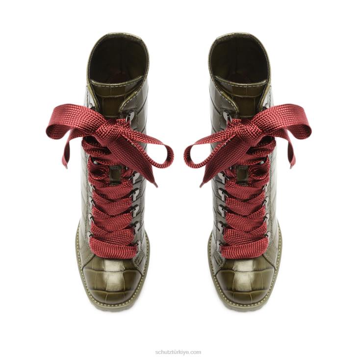 Schutz N42F150zhara timsah kabartmalı deri patik askeri yeşil