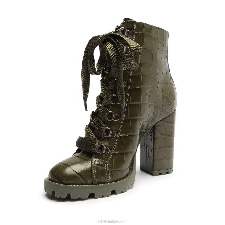 Schutz N42F150zhara timsah kabartmalı deri patik askeri yeşil