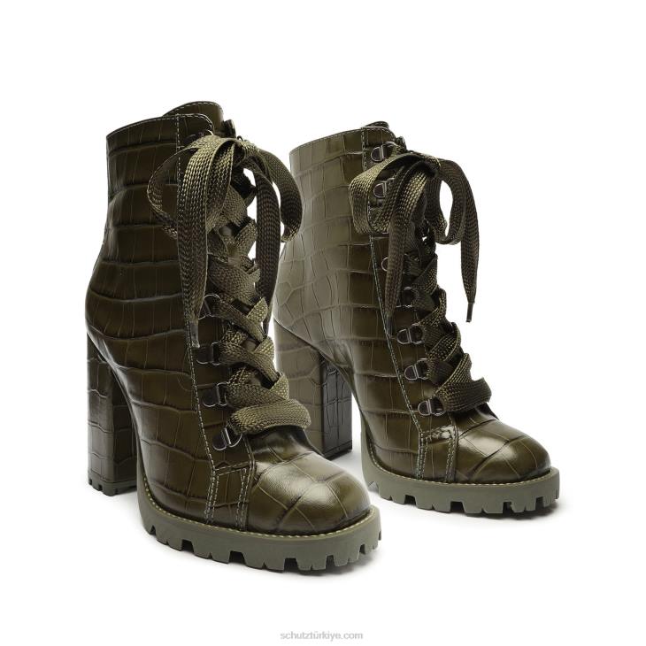 Schutz N42F150zhara timsah kabartmalı deri patik askeri yeşil