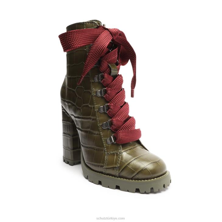 Schutz N42F150zhara timsah kabartmalı deri patik askeri yeşil