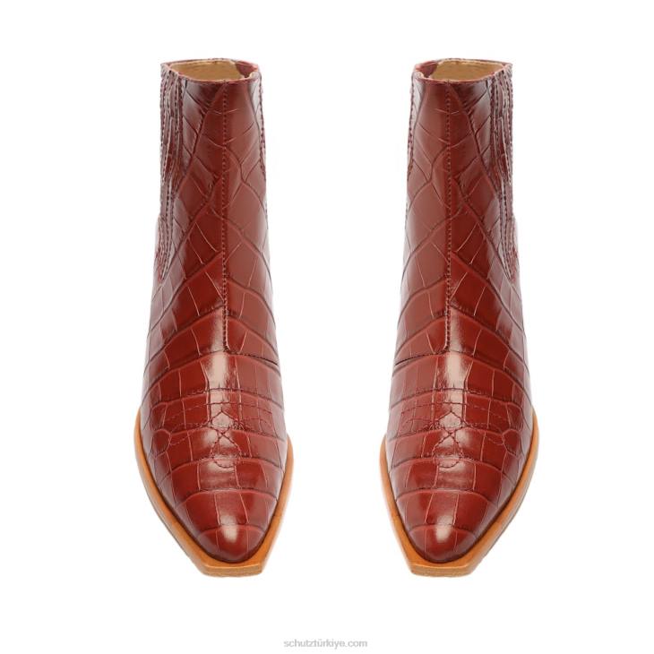 Schutz N42F163briani timsah kabartmalı deri patik kırmızı kahverengi