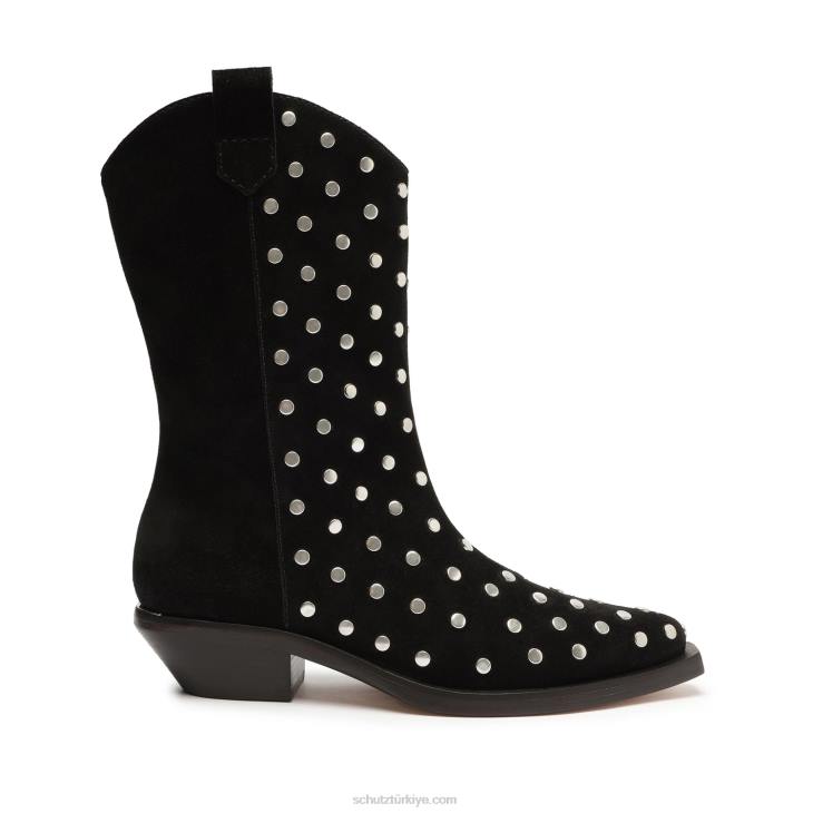 Schutz N42F184zachy çıtçıtlı süet patik siyah