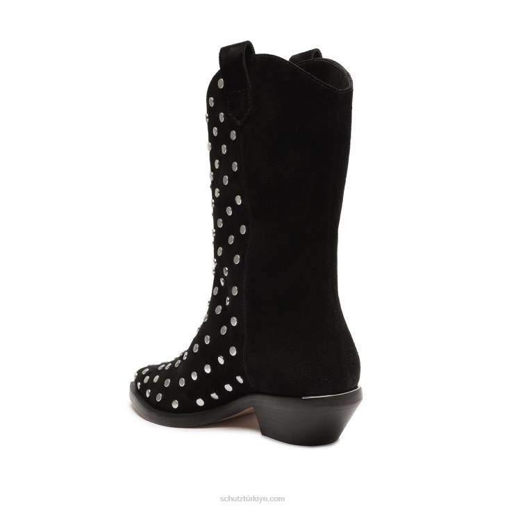 Schutz N42F184zachy çıtçıtlı süet patik siyah
