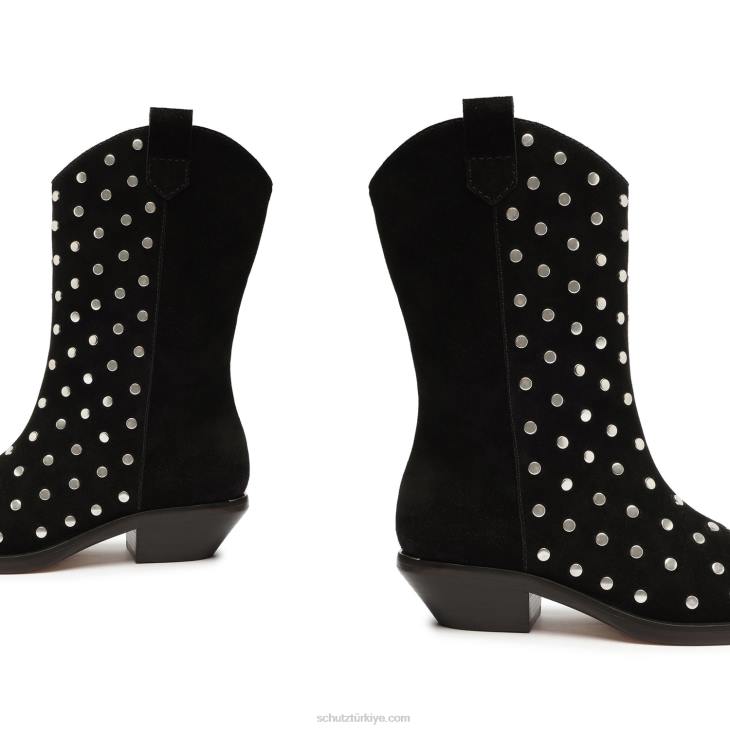 Schutz N42F184zachy çıtçıtlı süet patik siyah