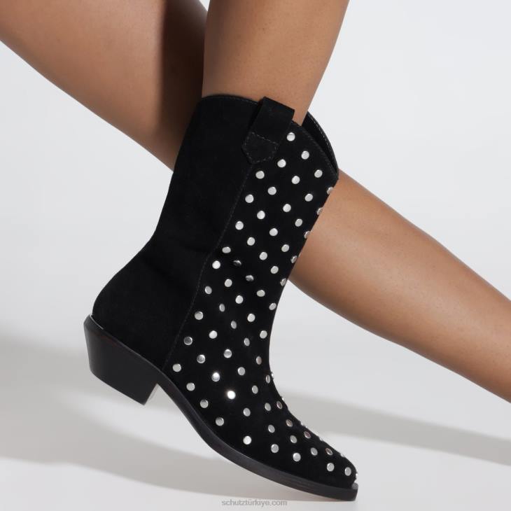 Schutz N42F184zachy çıtçıtlı süet patik siyah