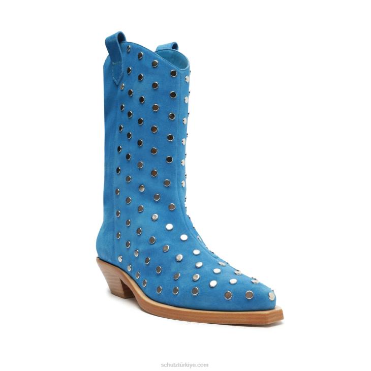Schutz N42F189zachy çıtçıtlı süet patik sitrik mavi