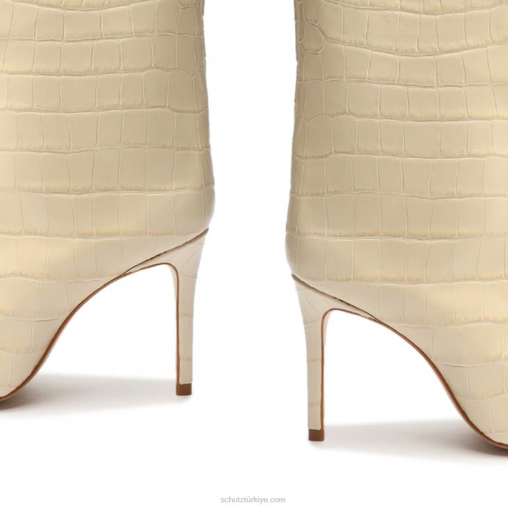 Schutz N42F723maryana timsah kabartmalı deri çizme yumurta kabuğu