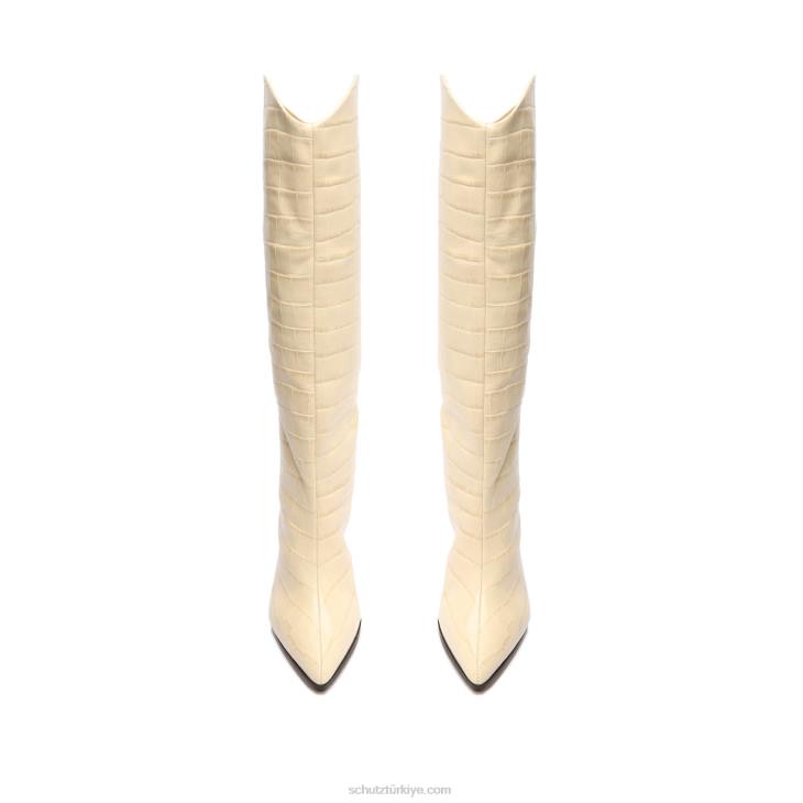 Schutz N42F726maryana blok timsah kabartmalı deri çizme yumurta kabuğu