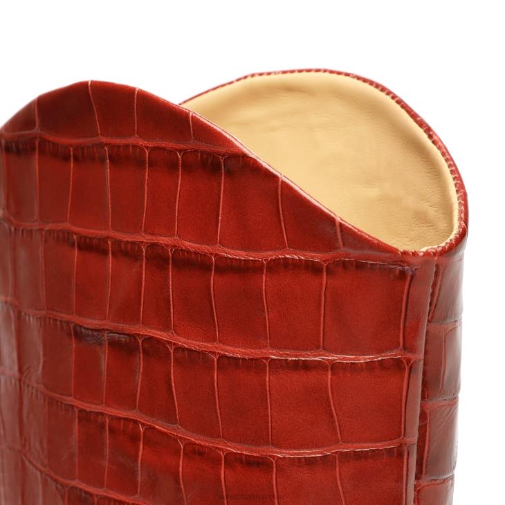 Schutz N42F741maryana blok deri çizme kırmızı kahverengi