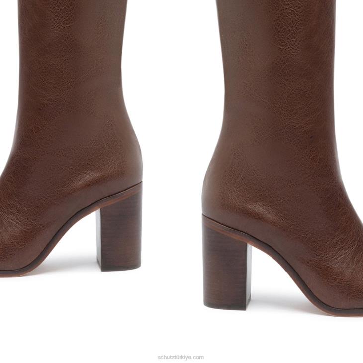 Schutz N42F746maryana blok deri çizme kahverengi