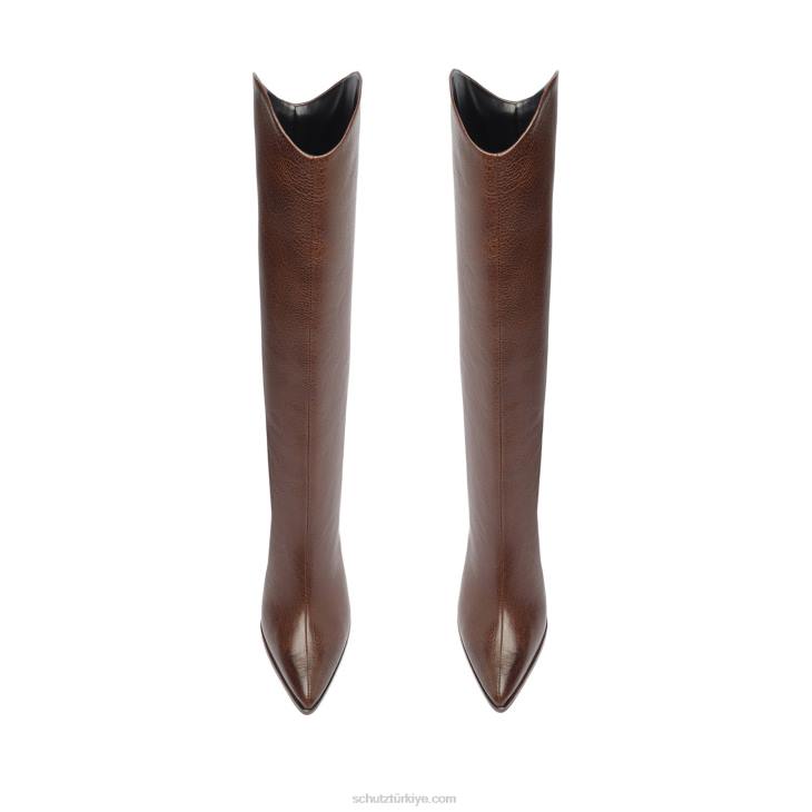 Schutz N42F746maryana blok deri çizme kahverengi