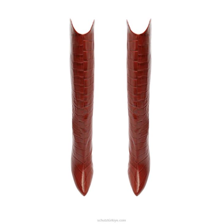 Schutz N42F747maryana timsah kabartmalı deri çizme kırmızı kahverengi