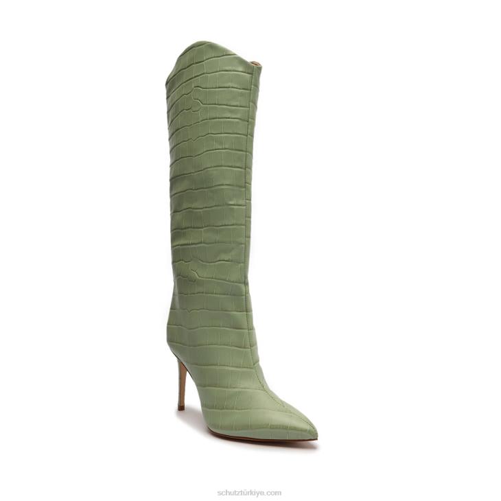 Schutz N42F767maryana timsah kabartmalı deri çizme adaçayı