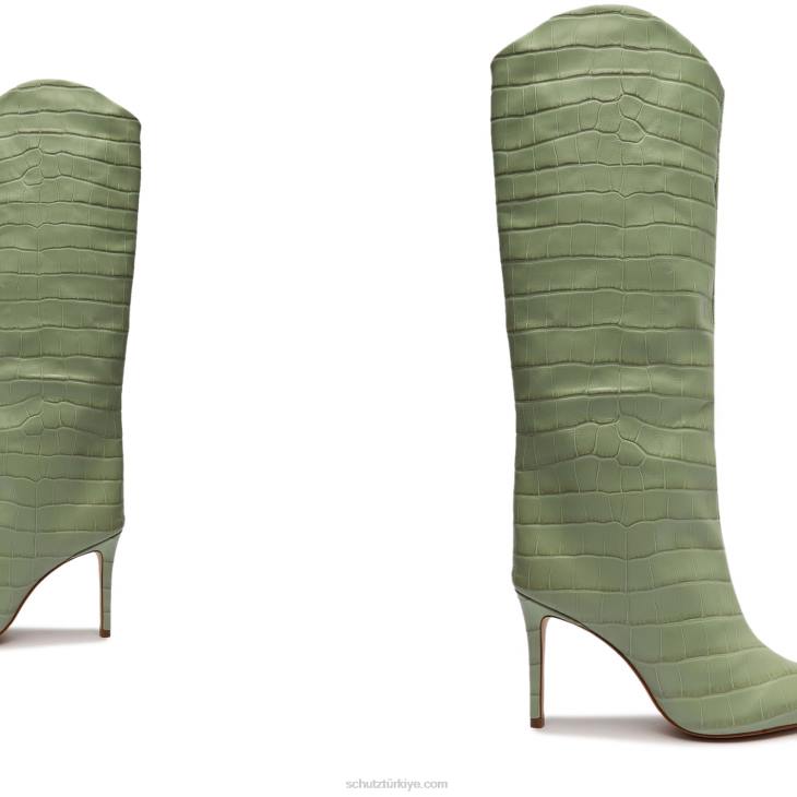 Schutz N42F767maryana timsah kabartmalı deri çizme adaçayı