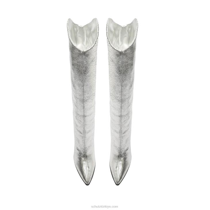 Schutz N42F790maryana blok çatlamış deri çizme gümüş