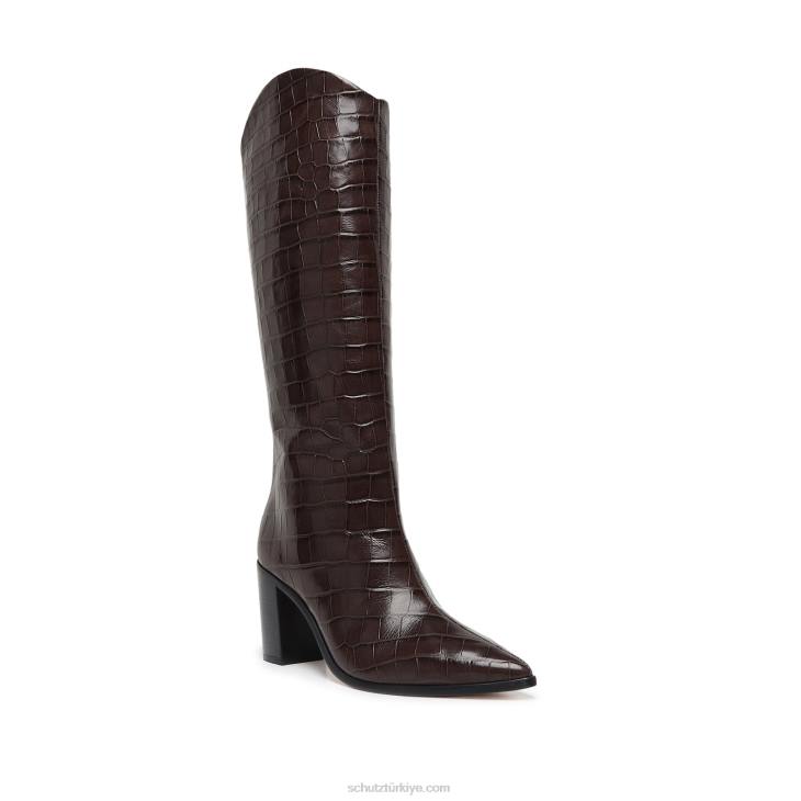 Schutz N42F799maryana blok timsah kabartmalı deri çizme umber