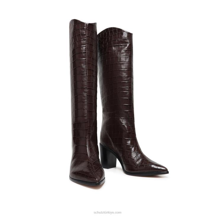 Schutz N42F799maryana blok timsah kabartmalı deri çizme umber