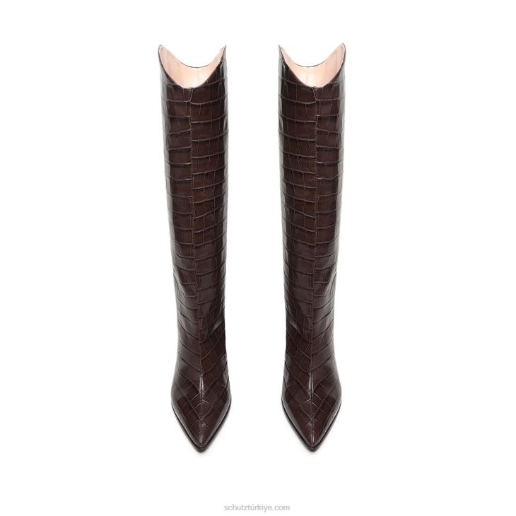 Schutz N42F799maryana blok timsah kabartmalı deri çizme umber