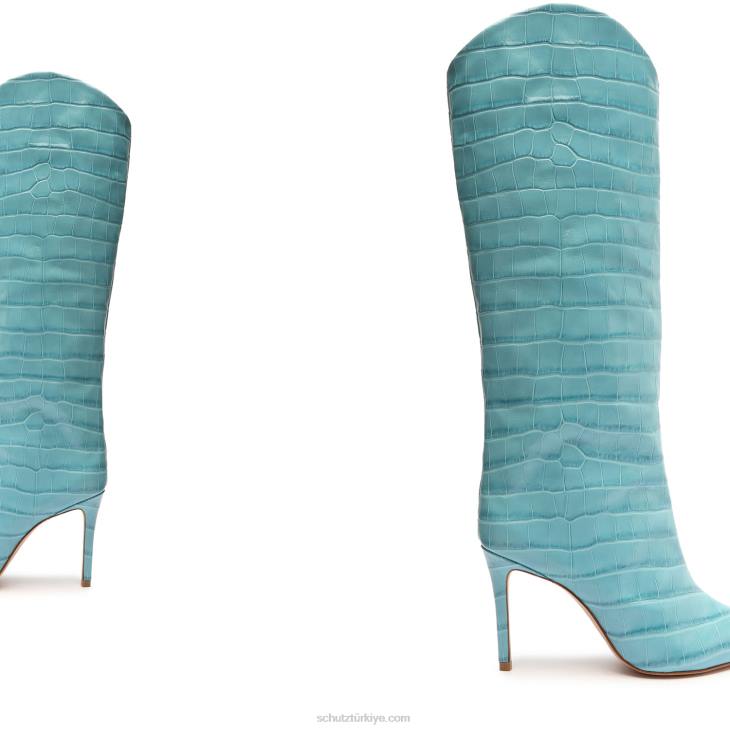 Schutz N42F802maryana timsah kabartmalı deri çizme deniz