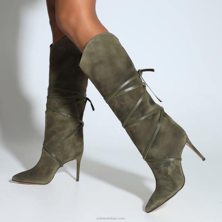 Schutz N42F816maryana dantel inek süet çizme askeri yeşil