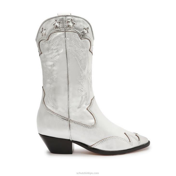 Schutz N42F829cicera metalik napa deri patik gümüş