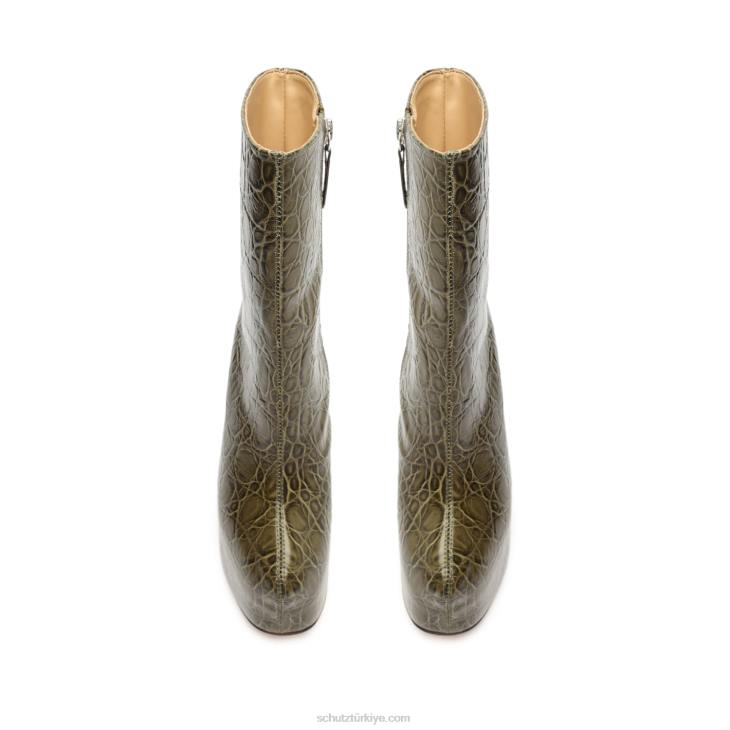 Schutz N42F872leighton timsah kabartmalı deri patik askeri yeşil