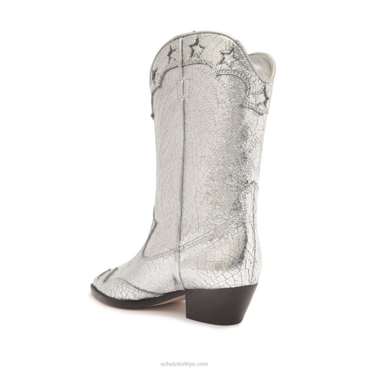 Schutz N42F888cicera metalik deri patik gümüş