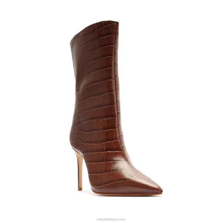 Schutz N42F900mary timsah kabartmalı deri patik yeni konyak
