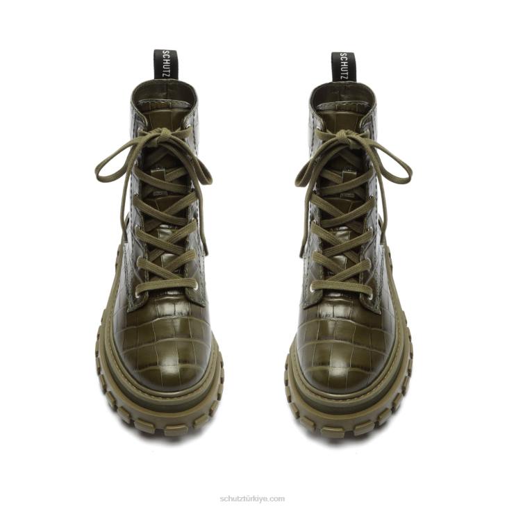 Schutz N42F911orly timsah kabartmalı deri patik askeri yeşil