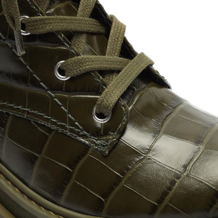 Schutz N42F911orly timsah kabartmalı deri patik askeri yeşil