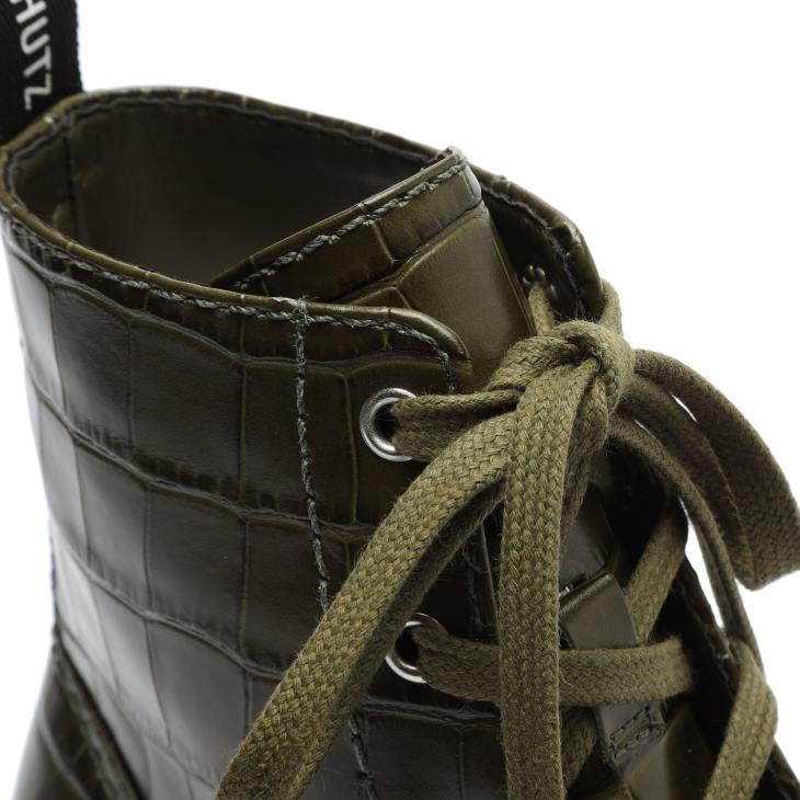 Schutz N42F911orly timsah kabartmalı deri patik askeri yeşil