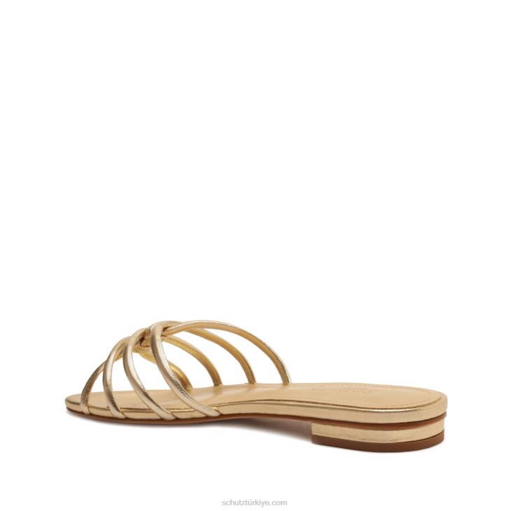 Schutz N42F501rachel metalik deri sandalet altın
