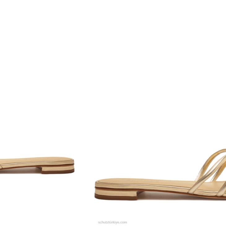 Schutz N42F501rachel metalik deri sandalet altın