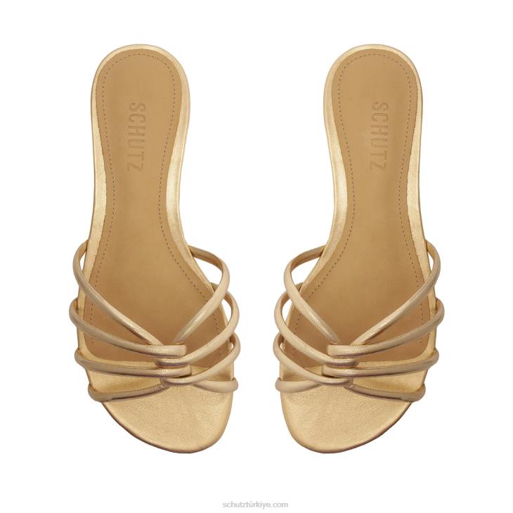 Schutz N42F501rachel metalik deri sandalet altın