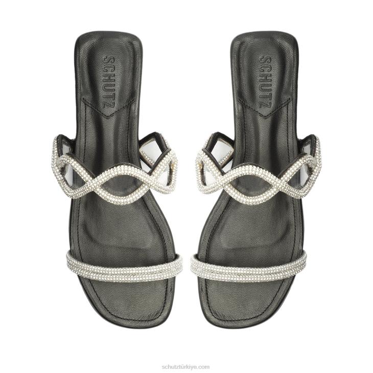 Schutz N42F507arabella glam vinil sandalet kristal siyah