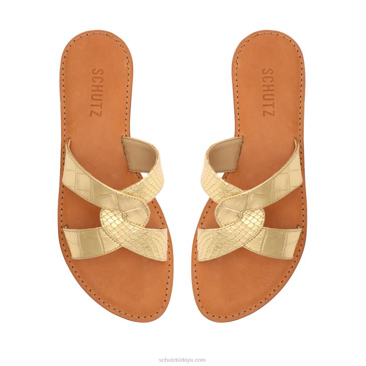 Schutz N42F510rita metalik deri sandalet altın